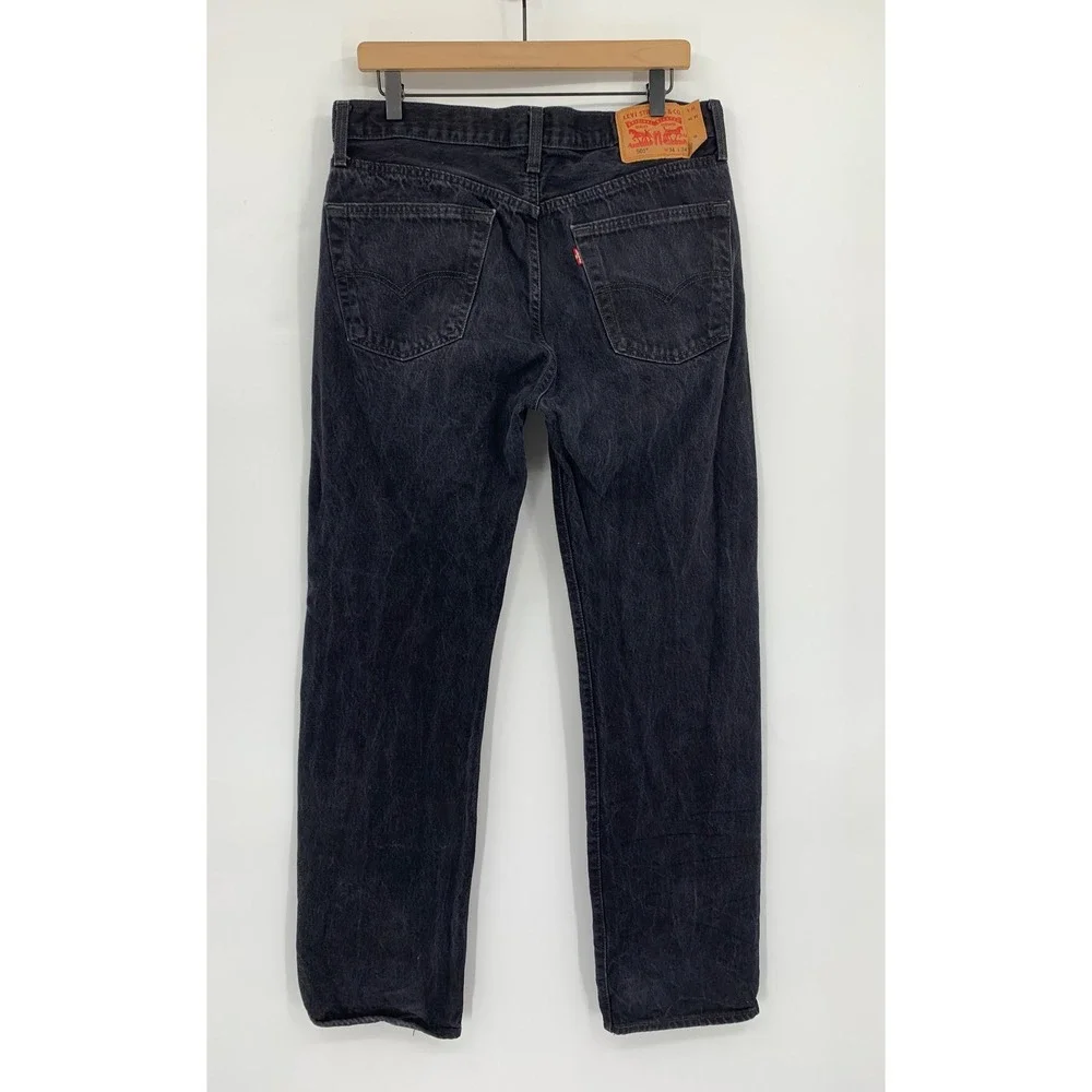 Levis 501 Jeans Mens 34x34 Black Straight Leg Button Fly Cotton Fade Denim Pants